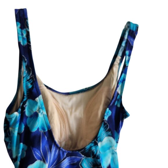 Roxanne 1 Piece Swim Suit-Floral-Metalic Thread-Silver Accent-Ruching-12/34C - Picture 5 of 10